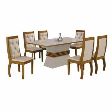 Mesa de jantar ágata com 6 cadeiras ágata L628